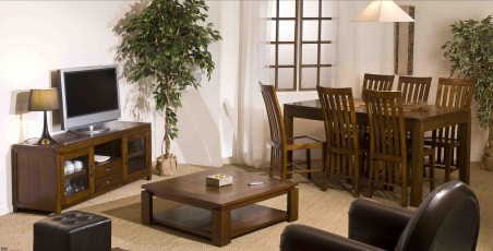 LORINE Square Brown Coffee Table 90x90cm - Mindi Wood