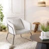 Fauteuil AGATHE - Tissu bouclette blanc et métal noir