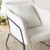 AGATHE Armchair - White Bouclé Fabric with Black Metal Legs
