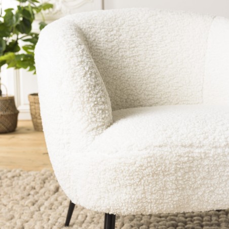 AGATHE - Cozy Armchair in White Bouclé Fabric
