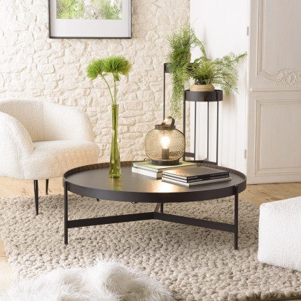 Table basse ronde DALY en métal noir 102x102cm