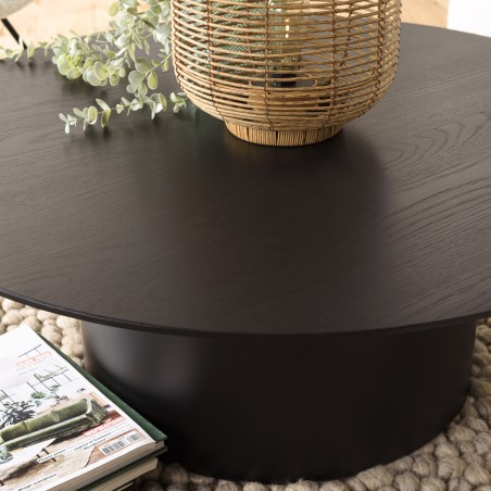 Table basse ronde noire DALY 90x90cm métal