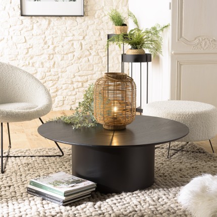 Table basse ronde noire DALY 90x90cm métal