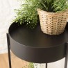DALY Round Plant Stand - Black Metal Base - Elegant Plant Holder