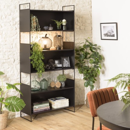 DALY Shelf Unit with 5 Compartments and 5 Levels - Black Metal Base