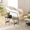 DALY Oval Coffee Table - Black Metal Base - 70x35cm