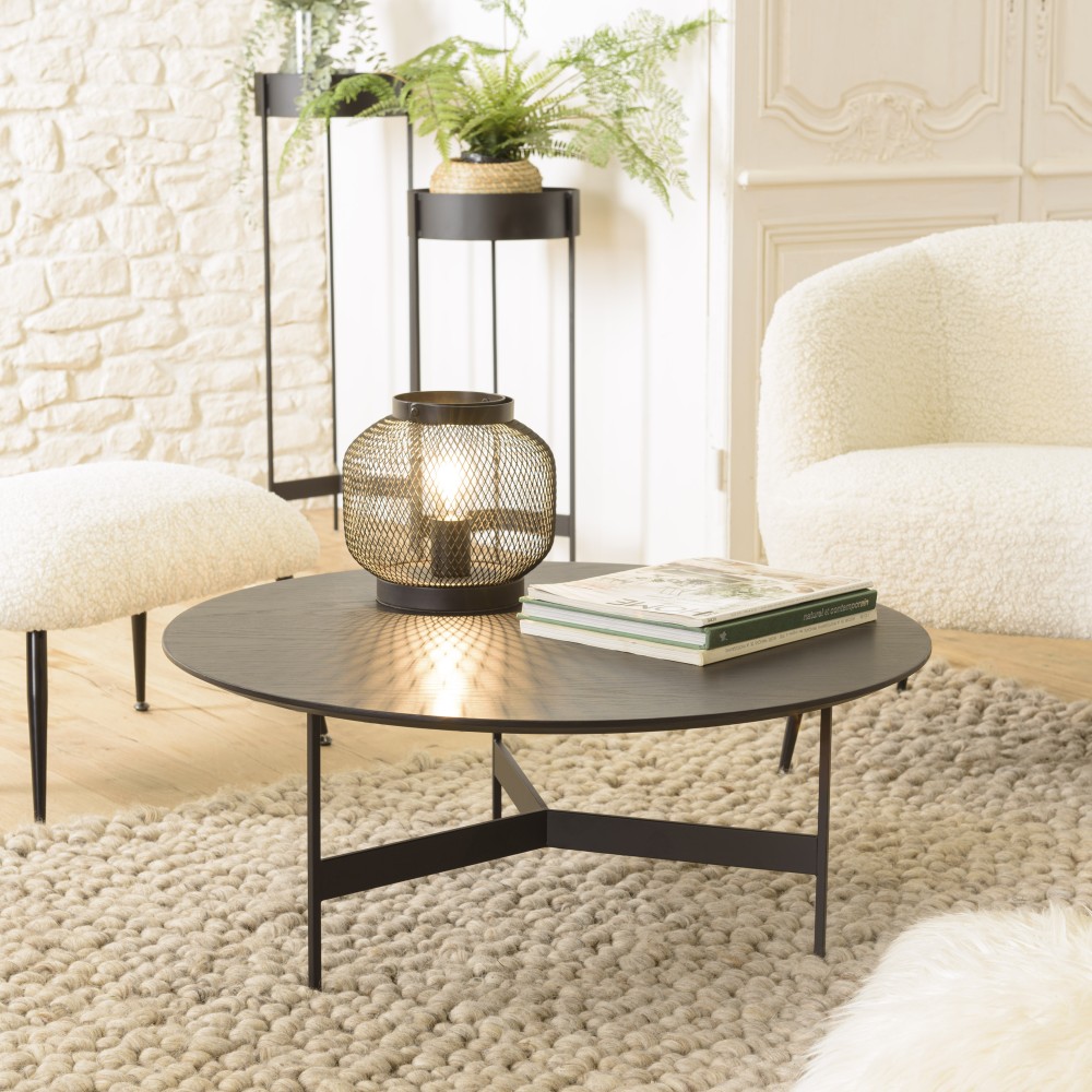 DALY Black Round Coffee Table 78x78cm - Metal Base DALY Black Round Coffee Table 78x78cm - Metal Base