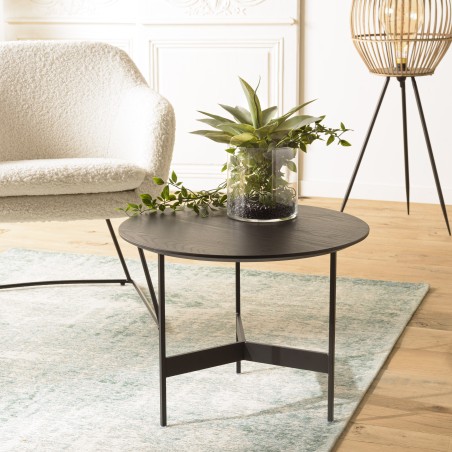 Table basse ronde noire DALY 50x50cm