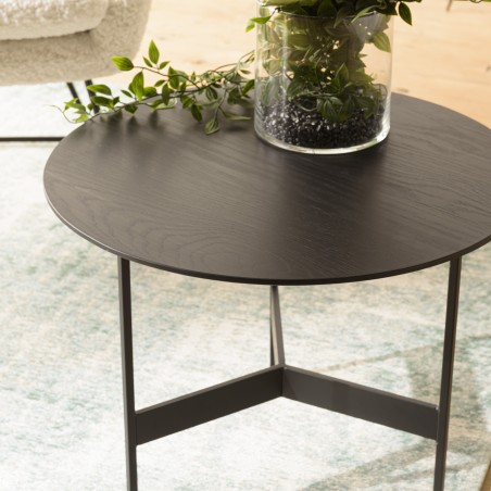 Table basse ronde noire DALY 50x50cm