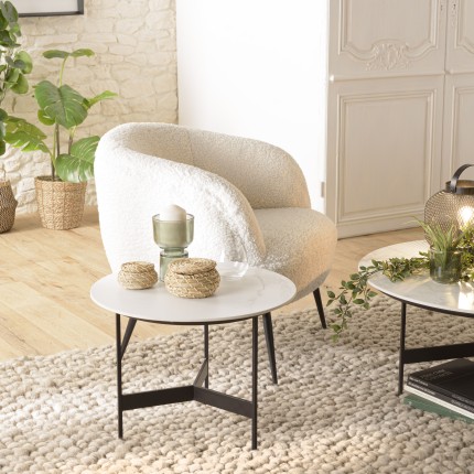 Table basse ronde DALY 50x50cm effet marbre