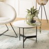 DALY Round Coffee Table 50x50cm - Marble-Effect Top & Metal Base