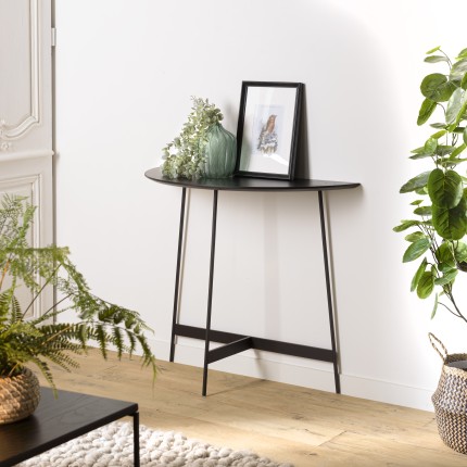 Console demi-lune noire DALY 83x35cm