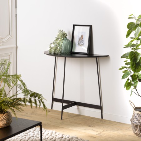 Console demi-lune noire DALY 83x35cm