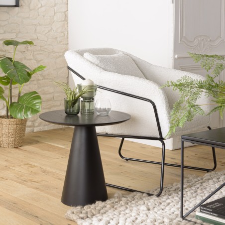 Table d’appoint DALY ronde noire 50x50cm