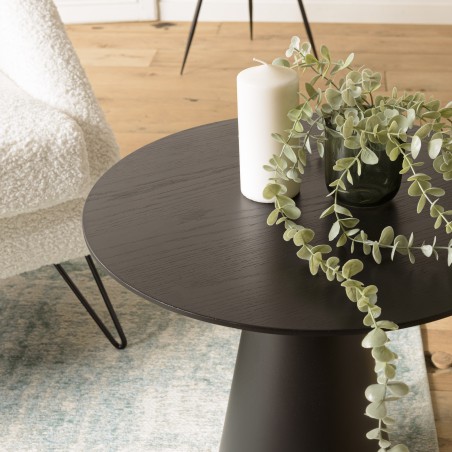 DALY Black Round Side Table 50x50cm - Modern Metal Side Table