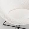 Fauteuil AGATHE - Tissu bouclette blanc - Pieds croisés métal noir