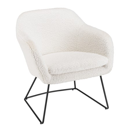 Fauteuil AGATHE en tissu bouclette blanc