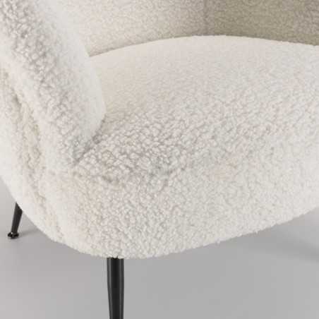 AGATHE - Cozy Armchair in White Bouclé Fabric