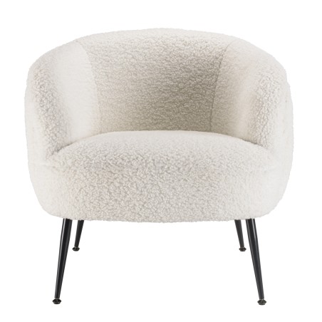 AGATHE - Cozy Armchair in White Bouclé Fabric