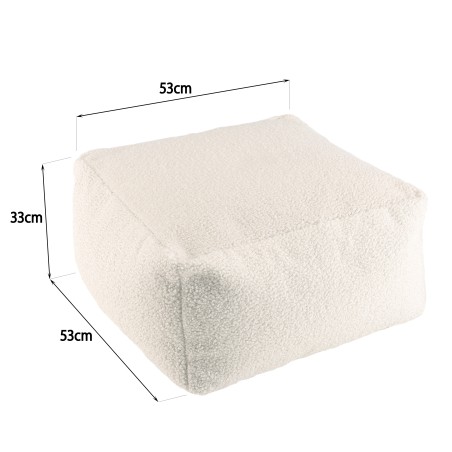 Pouf carré AGATHE en tissu bouclette blanc