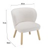 AGATHE Armchair - White Bouclé Fabric with Wooden Legs