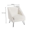 Fauteuil AGATHE - Tissu bouclette blanc et pieds épingles métal noir