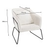 Fauteuil AGATHE - Tissu bouclette blanc et métal noir