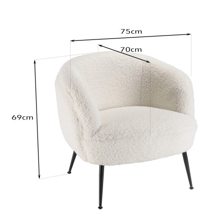 AGATHE - Cozy Armchair in White Bouclé Fabric