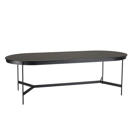 DALY Black Oval Dining Table 240x104cm - Stylish Metal Base