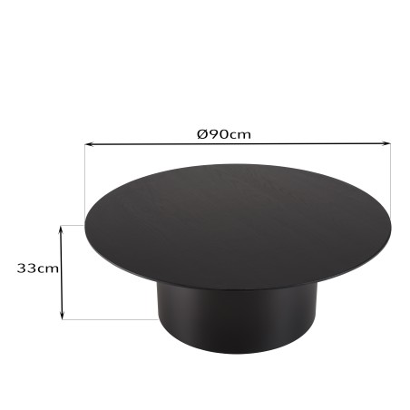 Table basse ronde noire DALY 90x90cm métal