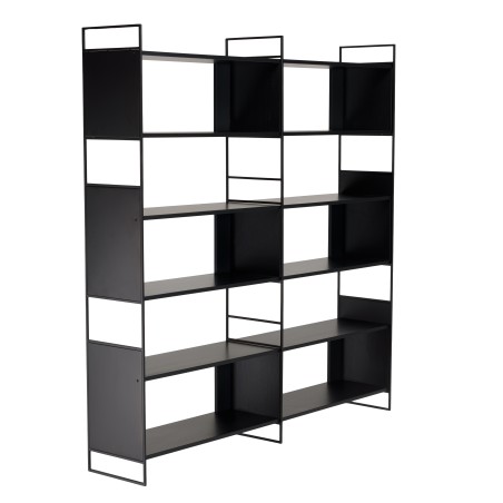 DALY Shelf Unit with 10 Compartments and 5 Levels - Black Metal Base