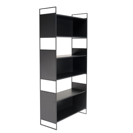 DALY Shelf Unit with 5 Compartments and 5 Levels - Black Metal Base