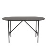DALY Oval Coffee Table - Black Metal Base - 70x35cm