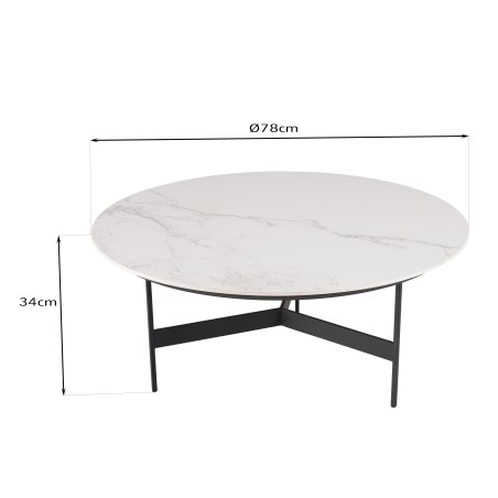 Table basse ronde DALY 78x78cm effet marbre