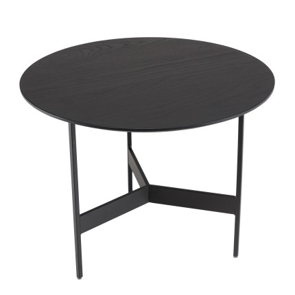 DALY Black Round Coffee Table 50x50cm - Metal Base