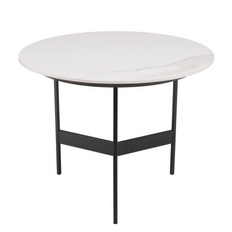 DALY Round Coffee Table 50x50cm - Marble-Effect Top & Metal Base