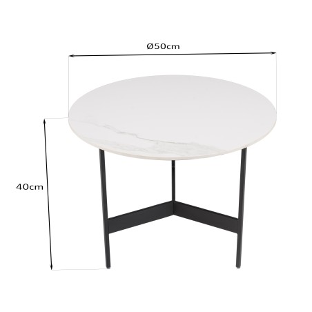 Table basse ronde DALY 50x50cm effet marbre