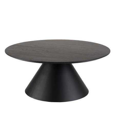 DALY Black Round Coffee Table 78x78cm - Tapered Metal Legs