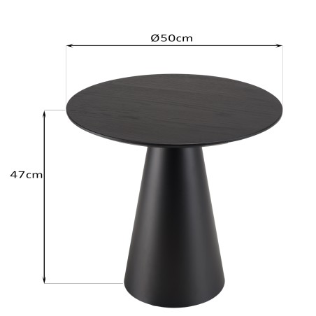 Table d’appoint DALY ronde noire 50x50cm