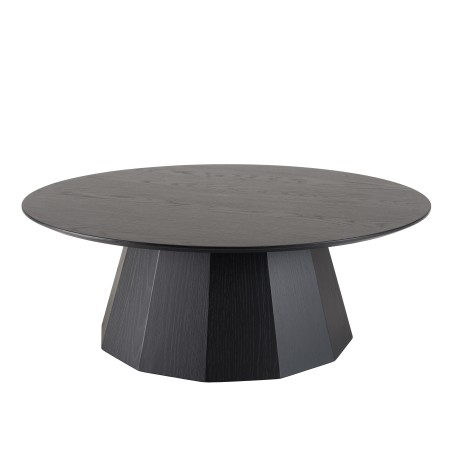 DALY Black Round Coffee Table 90x90cm - 100% Wood Functional Design