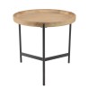 VICTOIRE - Round Side Table 53x53cm Natural Top Black Metal Legs