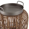 VICTOIRE Cylindrical Side Table with Handles - 51 x 51 cm - Black Metal Top