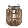 Table d’appoint VICTOIRE 51x51cm - Métal noir et rotin marron
