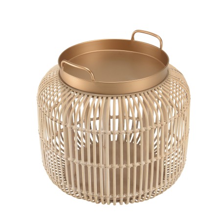 VICTOIRE Cylindrical Side Table 60x60cm - Golden Metal Top
