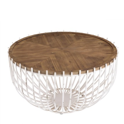 VICTOIRE Round Coffee Table 83x83cm - White Aged Metal Base