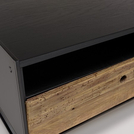 Table basse DANDY - Bois pin recyclé et métal 80x80cm