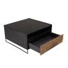 DANDY - Black Coffee Table 80x80cm with Drawer | Industrial Style