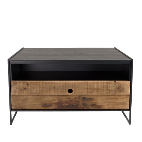 DANDY - Black Coffee Table 80x80cm with Drawer | Industrial Style