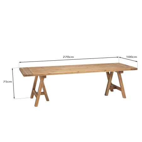 SANDY - Rectangular Dining Table 270x100cm Recycled Pine Wood