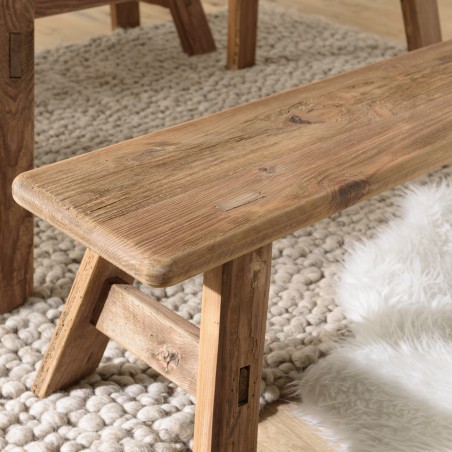 SANDY Bench 140x30cm Recycled Pine Wood - Rustic Charm for Your Home